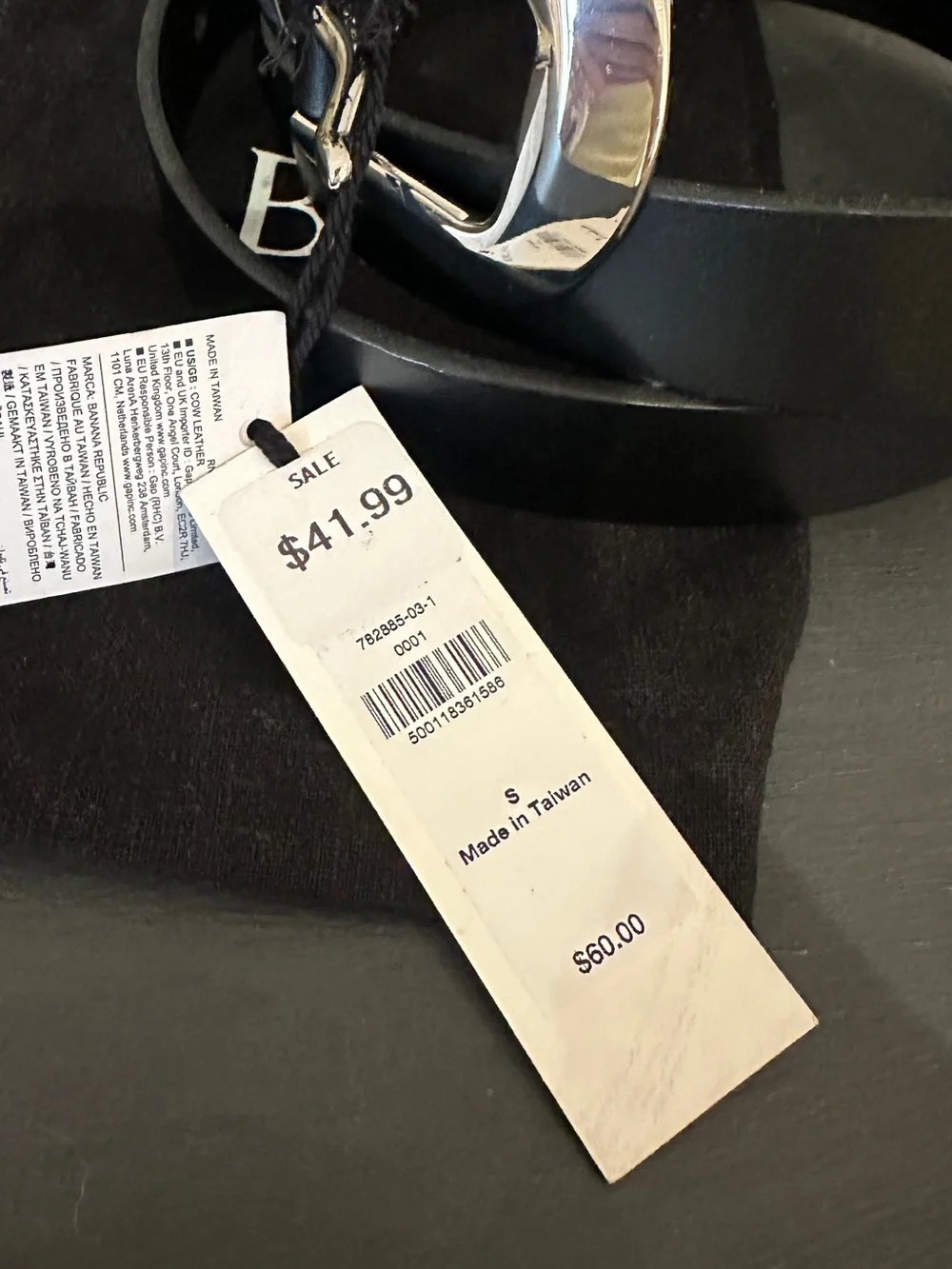 NEW Banana Republic Women’s S Angolo Leather Belt Black with Silver Buckle